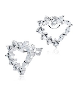 Heart Designed CZ Silver Stud Earrings STS-4255